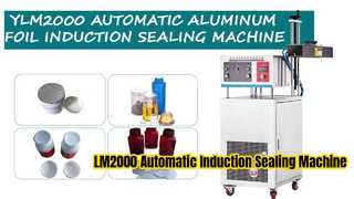 Máy dán màng cảm ứng liên tục LM2000 Niêm phong lớp lót nhôm trong suốt PET Jar